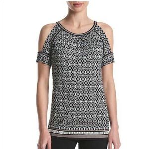 Max Studio Cold Shoulder Print Top
